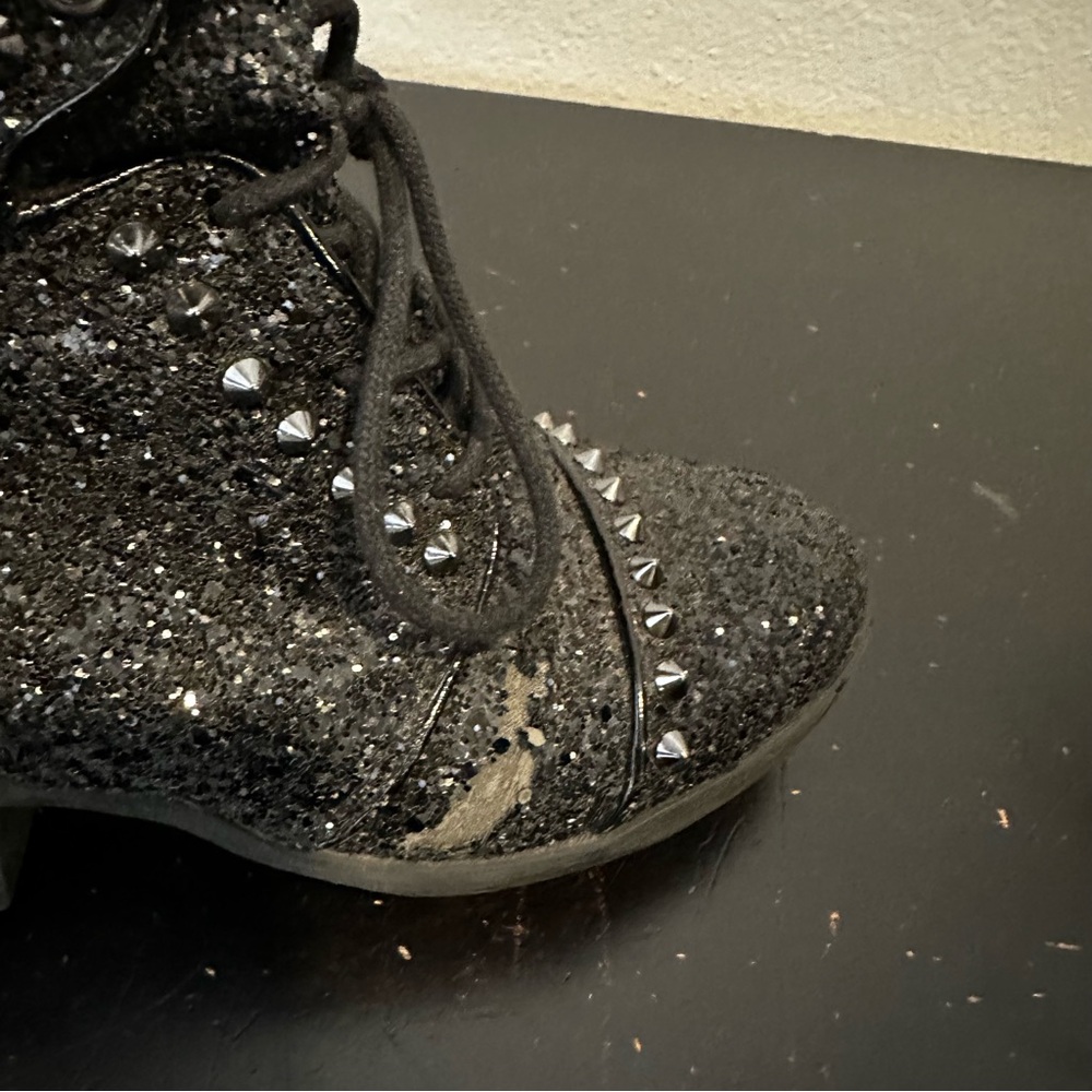 Gianni Bini Black Sparkle Studded Boots - Picture 14 of 16